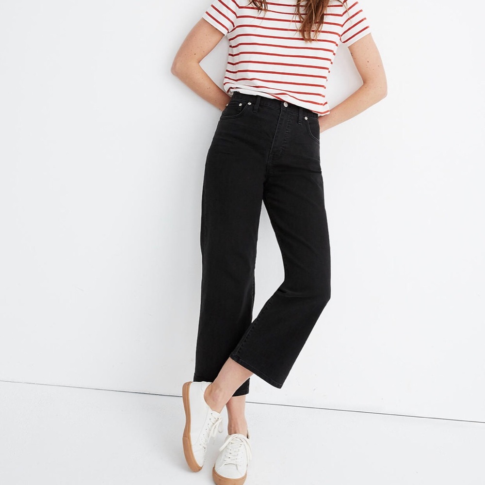 Madewell slim wide leg crop Jean black